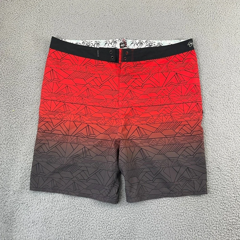 Hurley Board Shorts Men 40 Red Gradient Beach Surf Swim